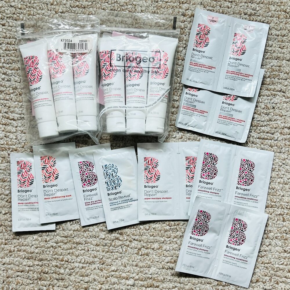 Briogeo Haircare Sample LOT Travel farewell frizz, scalp revival, repair